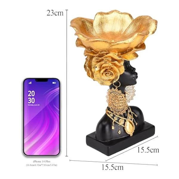 STCREE Hars zwarte damesdienblad met bloem, oorbellen en kettingen, hars trays kunnen kleine voorwerpen, ornamenten, fruit, unieke woondecoratie TQGJST306 bevatten